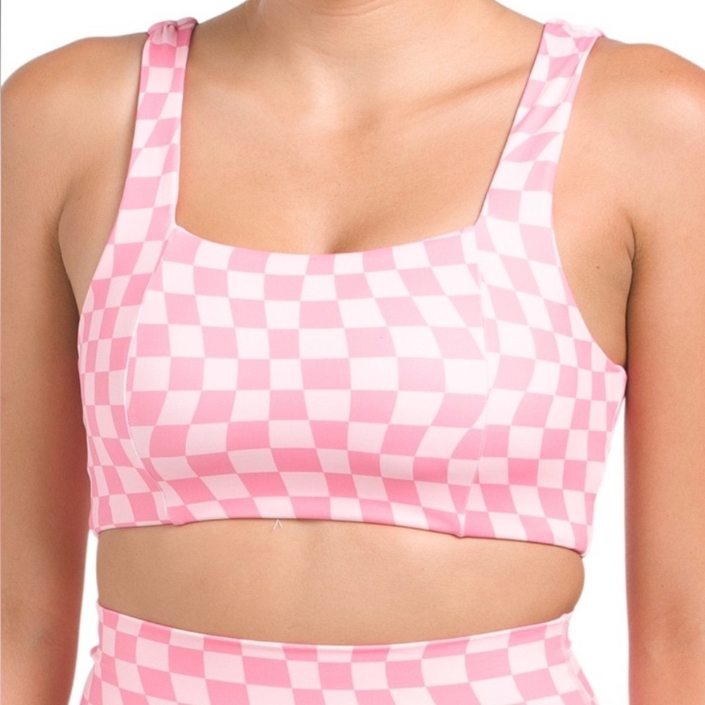 Wilo the Label Pink Checkered Sports Bra Size M - Picture 1 of 8